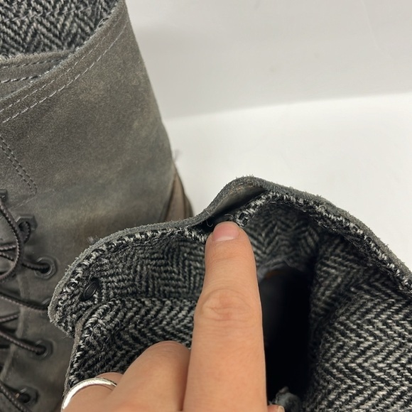 Timberland Harris Tweed Women's Fold Down Leather Boots Size 6.5 Gray Teddy - Picture 4 of 7